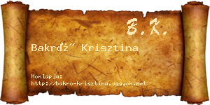 Bakró Krisztina névjegykártya